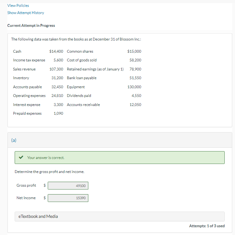  What is the answer to part C? The following data was