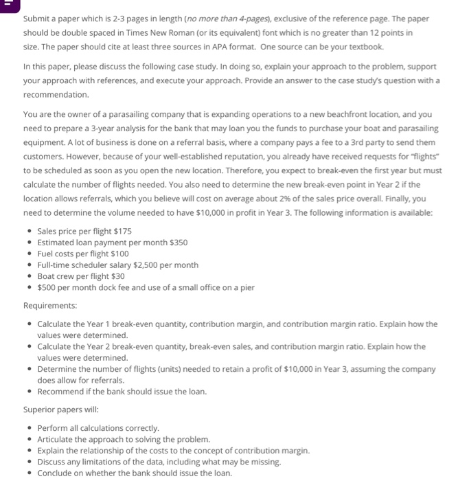  Submit a paper which is 2-3 pages in length (no more