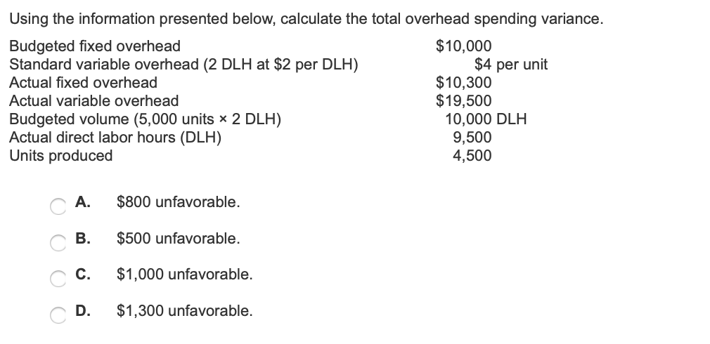 Please help me solve! Using the information presented below, calculate the total