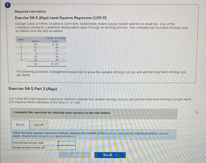  Please help me solve this. Thank you. Requlred Information Exercise 5A-5