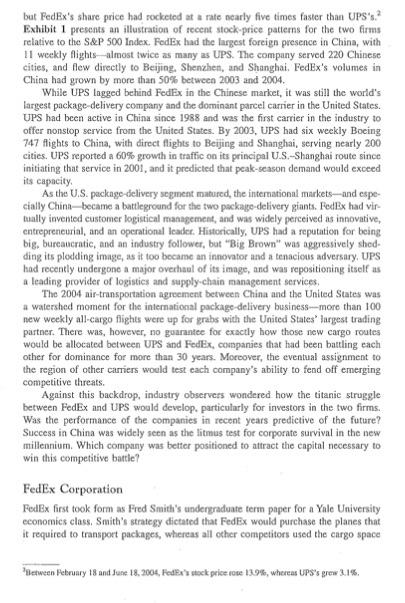 DAY! The Battle for Value, 2004: FedEx Corp. vs. United Parcel Service,