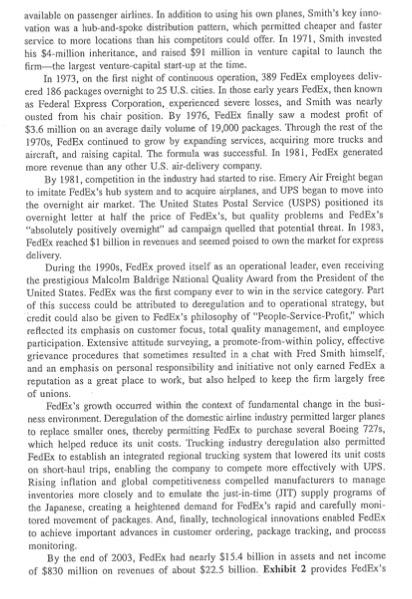 Inc. FedEx will produce superior financial returns for shareoners by providing high