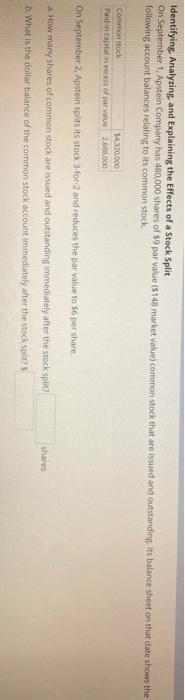  identifying Analyzing and explaining the Effects of a Stock Split On