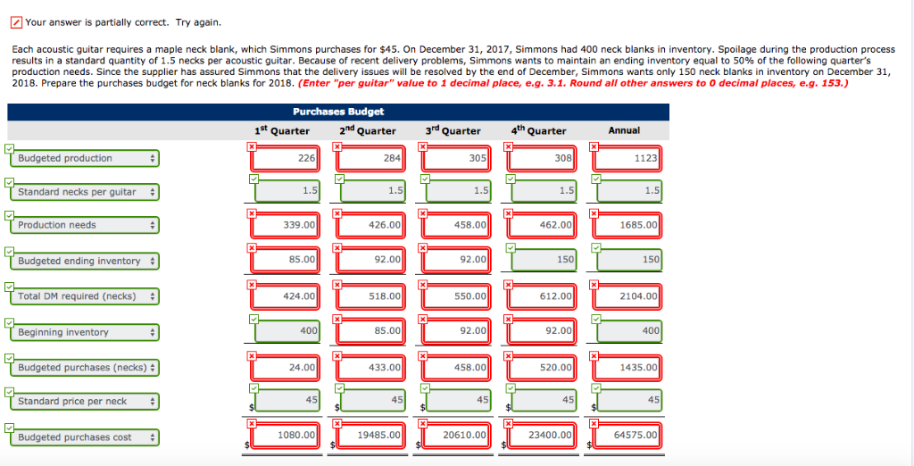 Simmons had 30 acoustic guitars in stock-fewer than the desired inventory level