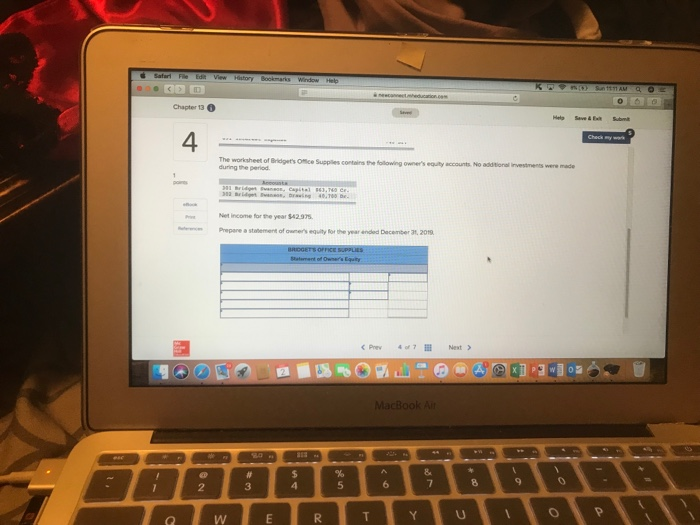 equity. LO 13-2 The worksheet of Bridgets ofice Supplies contains the folowing