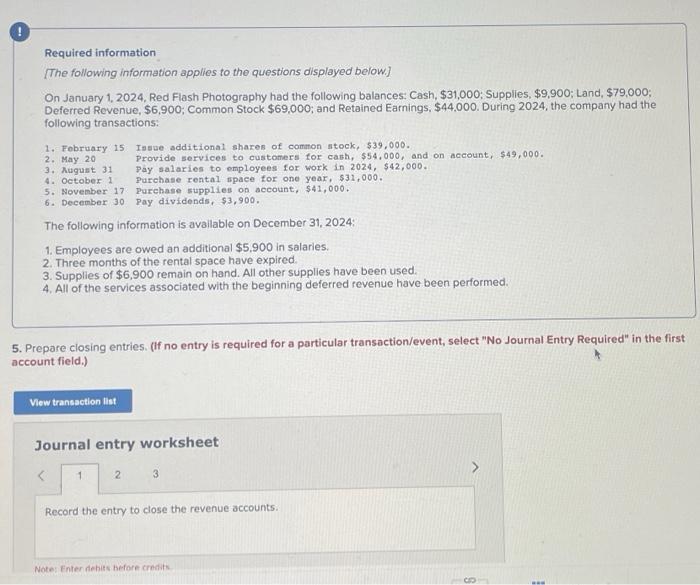  Journal entry worksheet Record the entry to close the expense accounts.