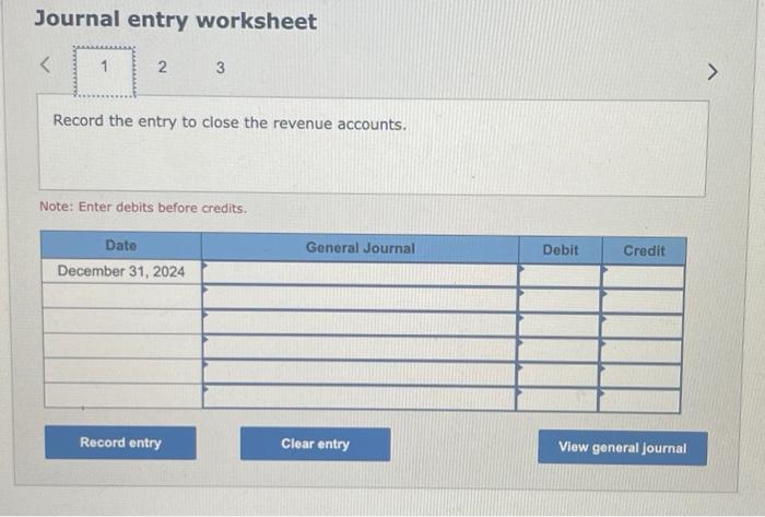 Note: Enter debits before credits. Journal entry worksheet Record the entry to