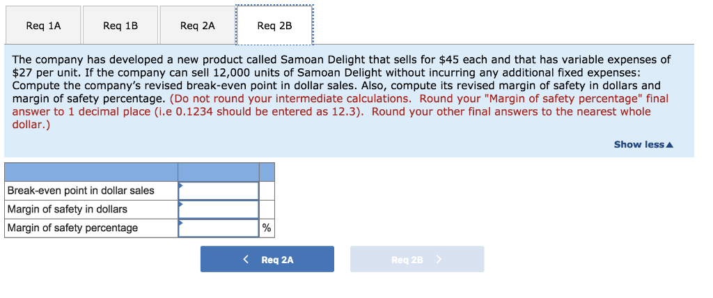 calculations. Round your "Margin of safety percentage" final answer to 1 decimal