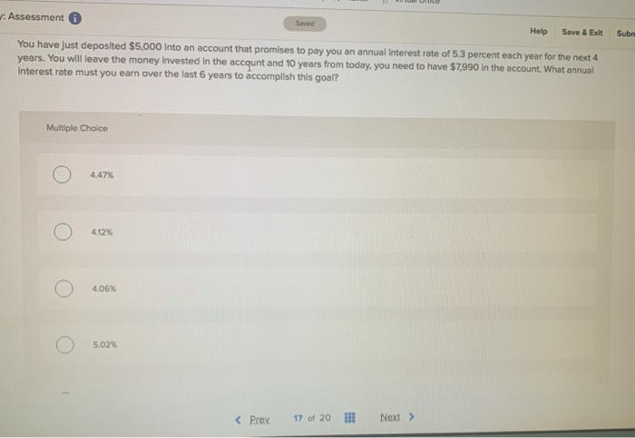  Assessment Saved Help Save & Exit Sub account that promises to