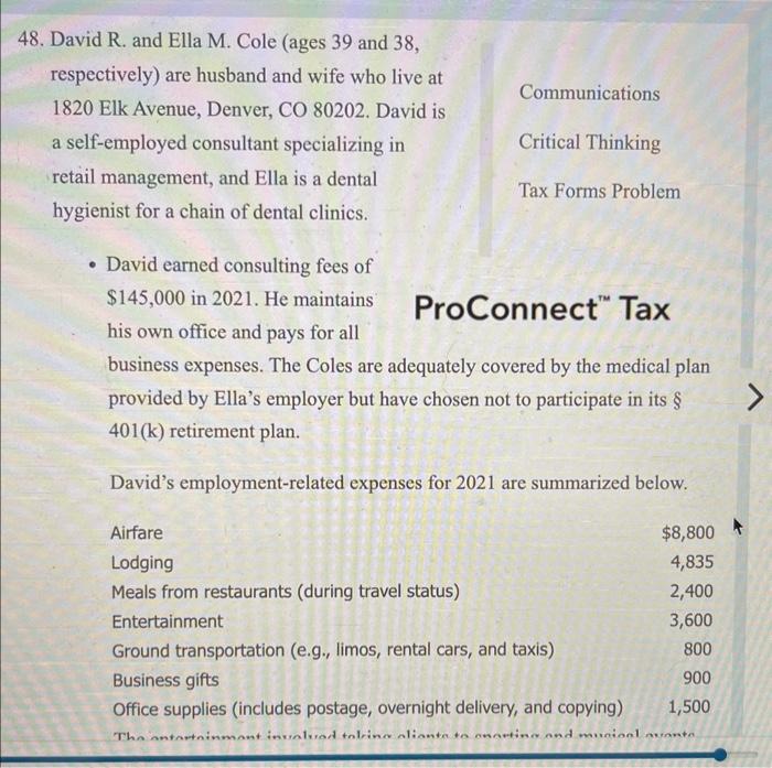  have to put this problem into tax forms 48. David R.