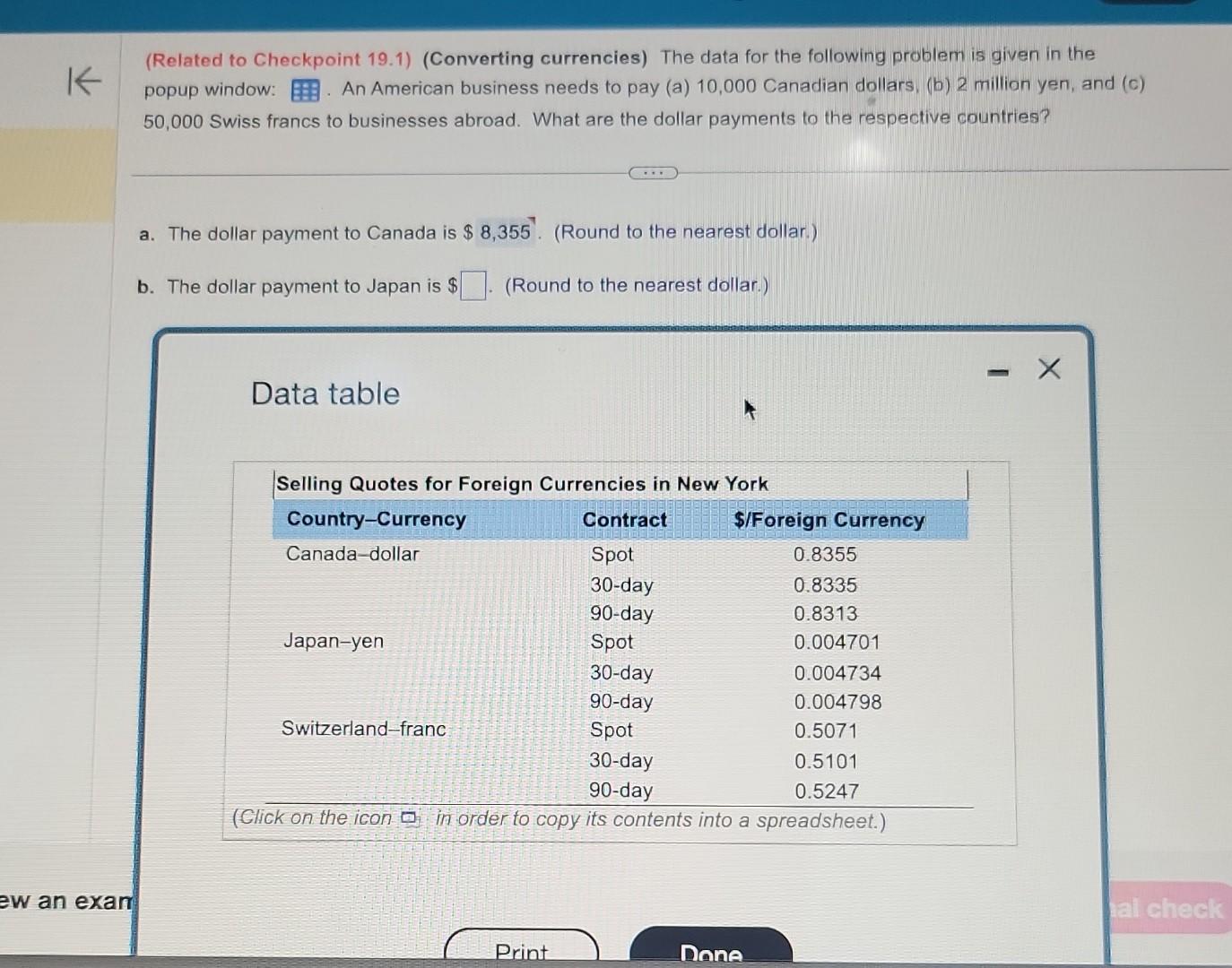 multiple times. (Related to Checkpoint 19.1) (Converting currencies) The data for the