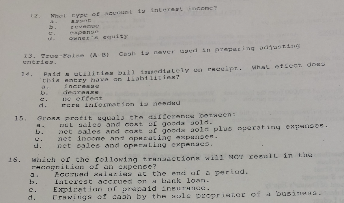 please help me with all, I will thumb up! 12. What type