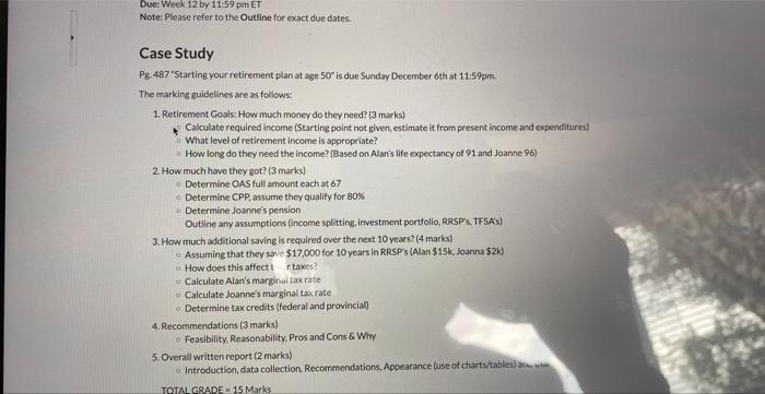  Case Study Pg. 487 "Starting your retirement plan at age 50