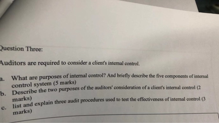  Question Three: Auditors are required to consider a client's internal control.