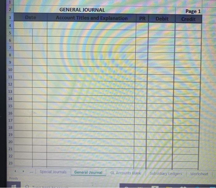 Cash Receipts and Cash Disbursements. 1.) Record the above transactions to the