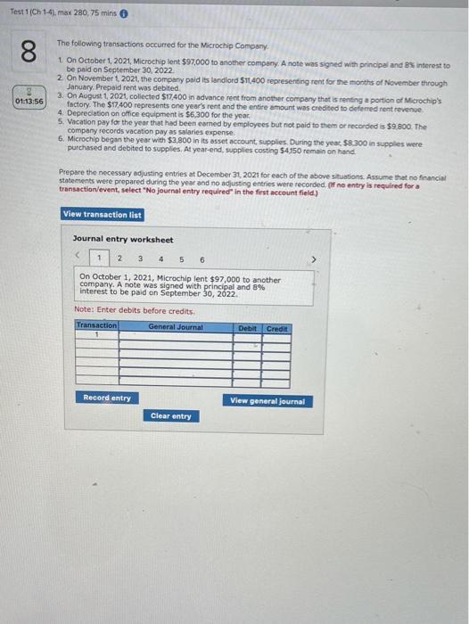  Test 1 (Ch 1-4. max 280,75 mins 8 8 01:13:56 The