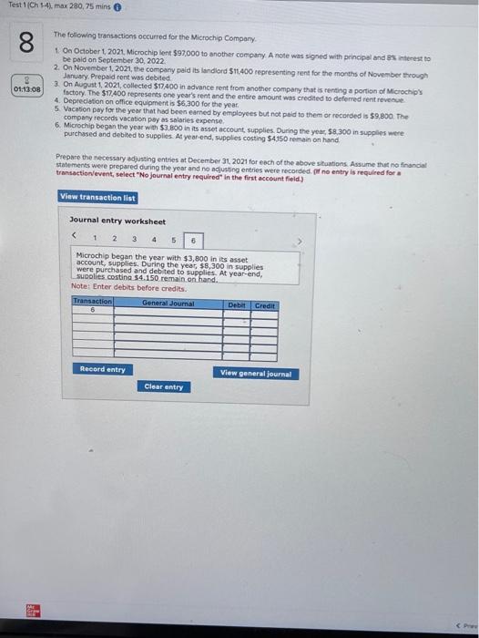 month of November through January. Prepaid rent was debited 3. On August