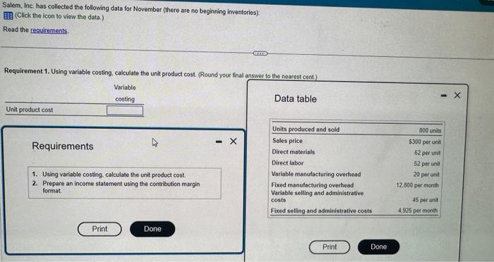 answer all requirments !! & make sure clear Salem, Inc. has collected