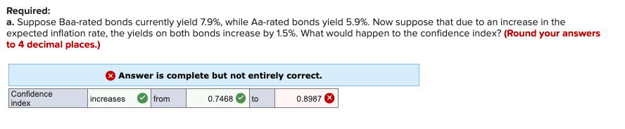  Required: a. Suppose Baa-rated bonds currently yield 7.9%, while Aa-rated bonds