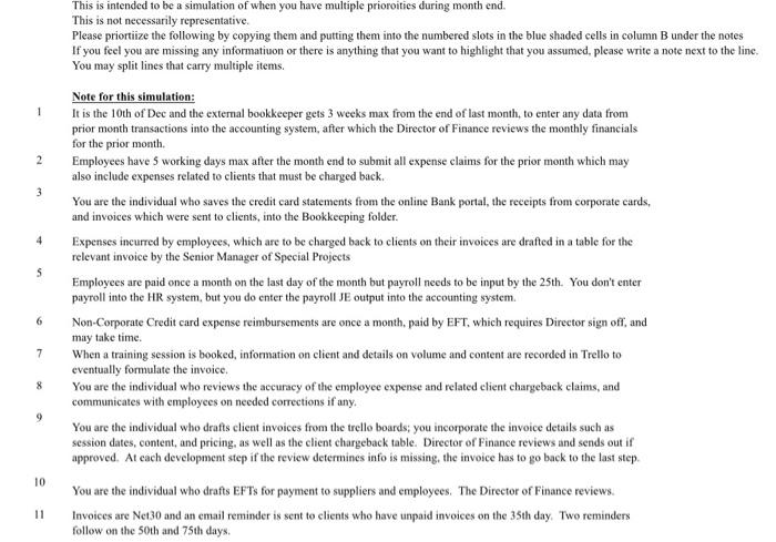 to be a simulation of when you have multiple priorities during month