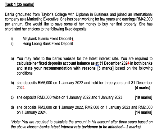  Please do QUESTION D. Thank you :) Task 1 (35 marks)