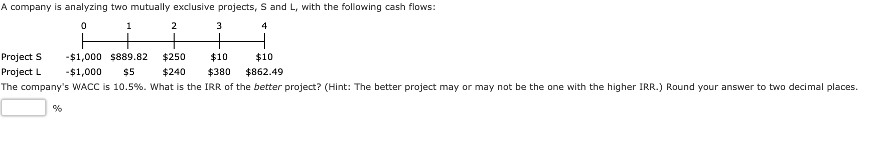 Project L requires an initial outlay at t = 0 of $74,000,