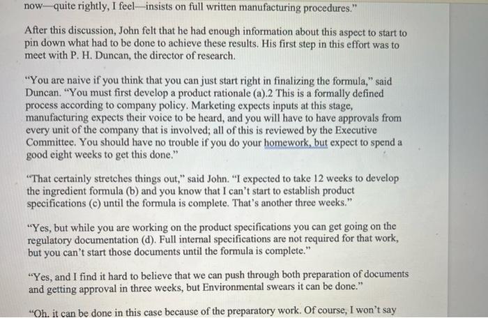 of a new product and the project devised to take it to