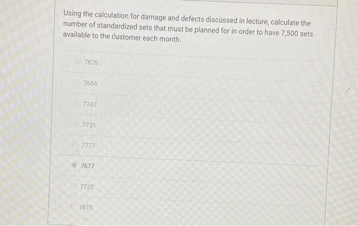  Using the calculation for damage and defects discussed in lecture, calculate