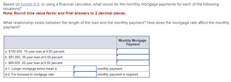 exhibit 9 Based on Exhibit 9-9, or using a financial calculator, what