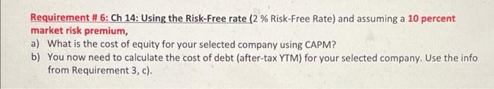  Requirement #6: Ch 14: Using the Risk-Free rate (2 % Risk-Free