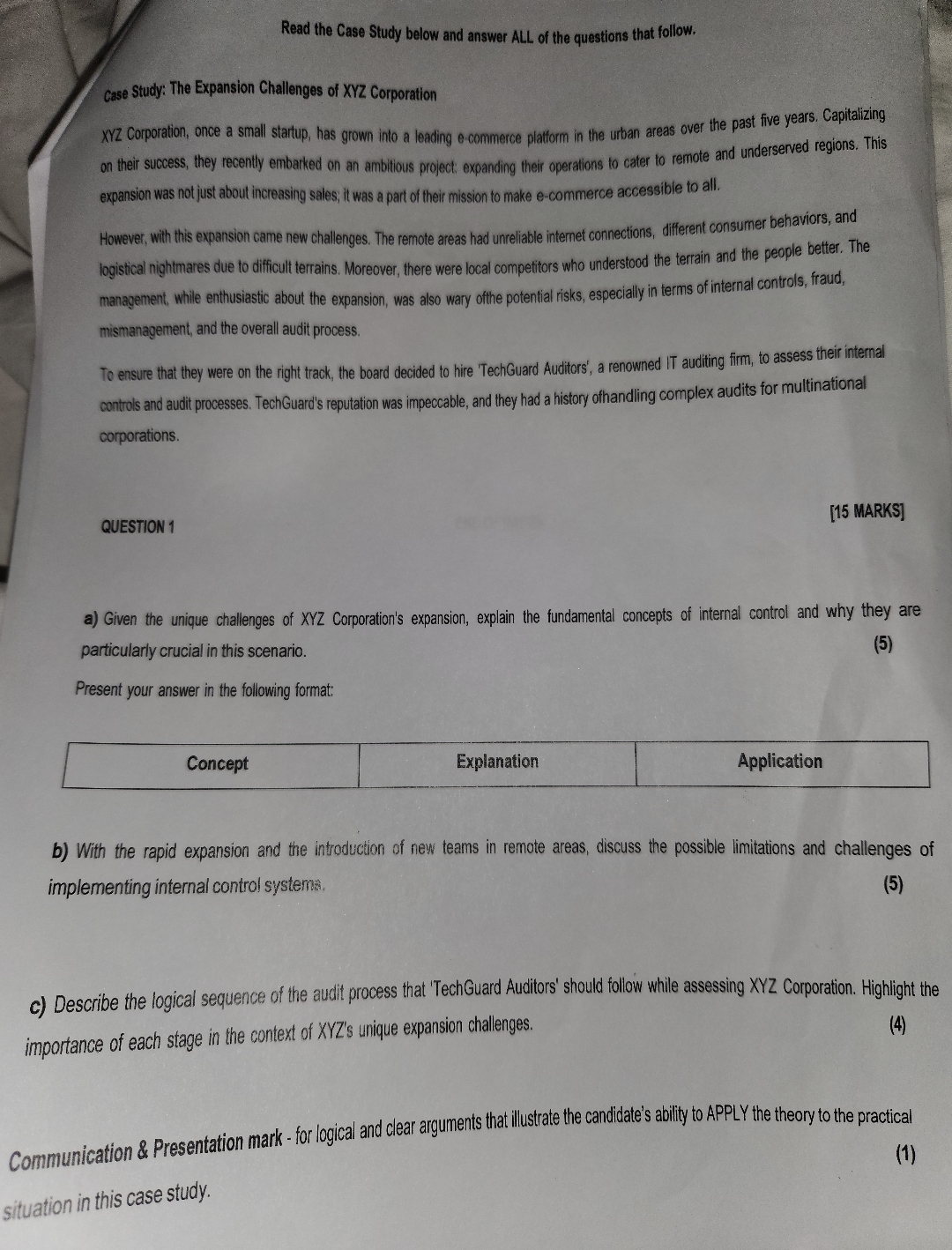  Read the Case Study below and answer ALL of the questions