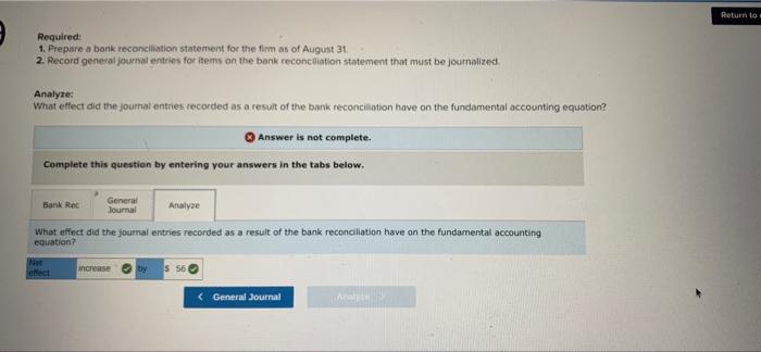 Notes a. The firm's records indicate that $1.470 deposit dated August 30