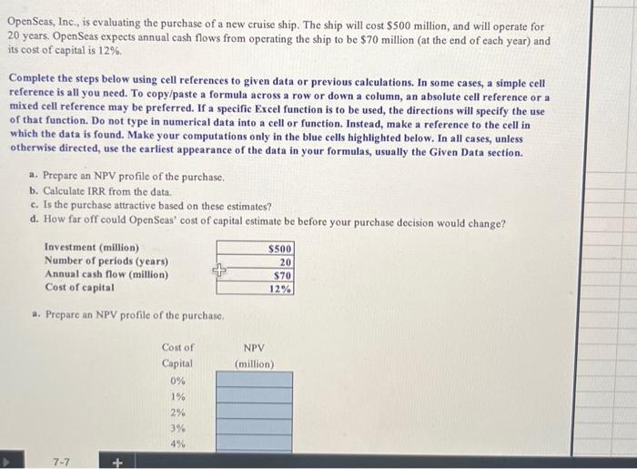 show the execl work and what functions should be used in those