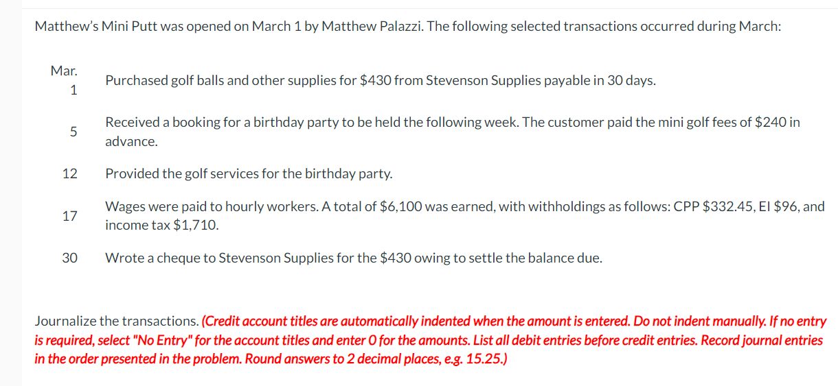 Matthew's Mini Putt was opened on March 1 by Matthew Palazzi.