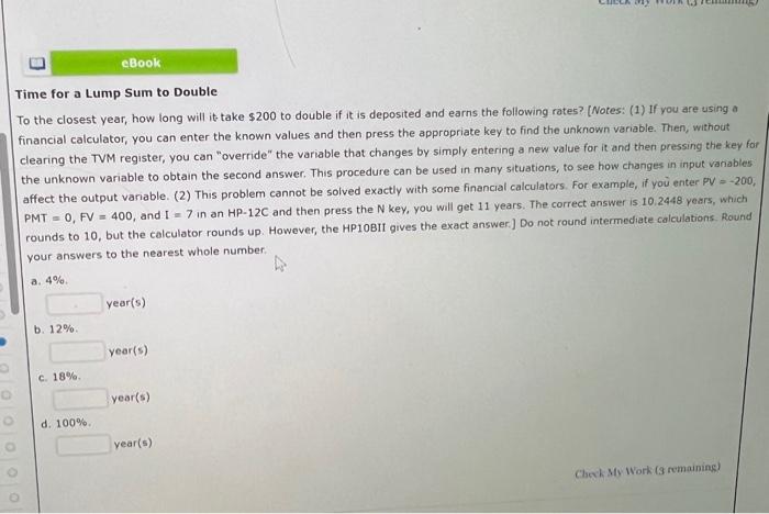 How do I solve this problem? Time for a Lump Sum to