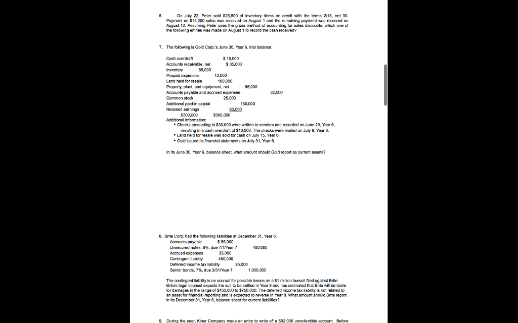 please solve problem number 7 type answer, show all work and answer