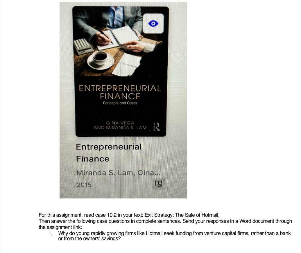  For this assignment, read case 10.2 in your text: Exit Strategy: