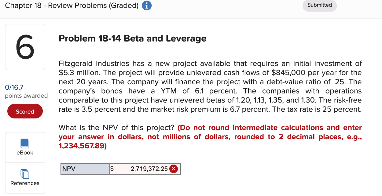  Chapter 18 - Review Problems (Graded) i Submitted Problem 18-14 Beta