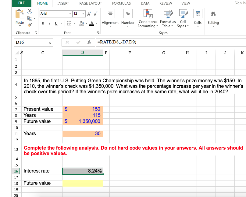  HOME INSERT PAGE LAYOUT FORMULAS DATA REVIEW VEW Sign In H