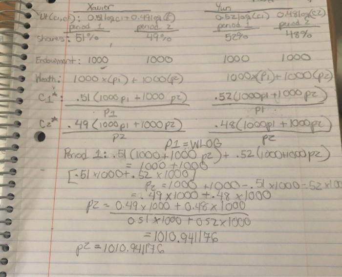  Do the calculations assuming the two consumers have same endowments of