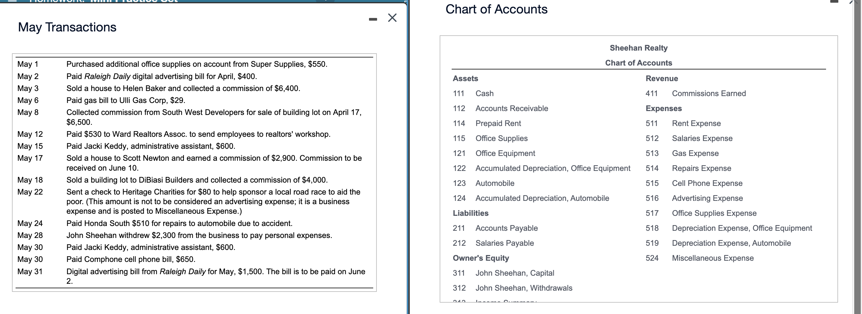 of owner's equity, and balance sheet. 2. From the worksheet, journalize and
