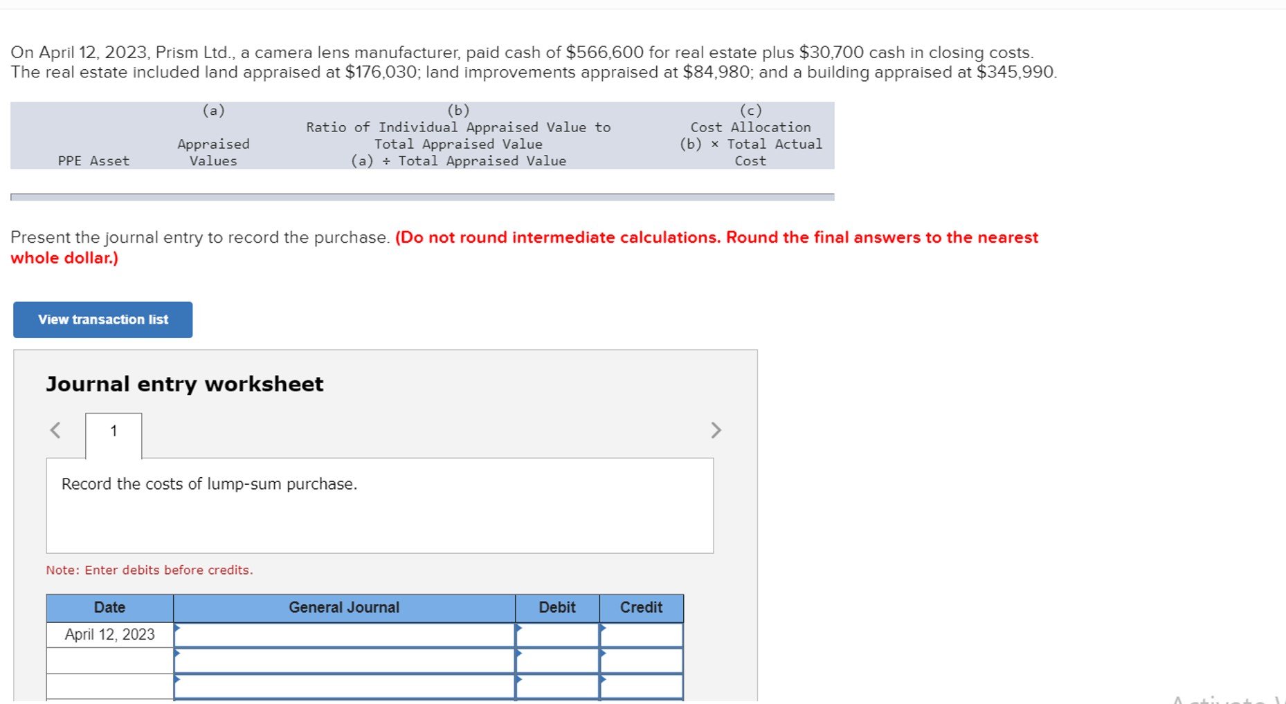  On April 12,2023, Prism Ltd., a camera lens manufacturer, paid cash