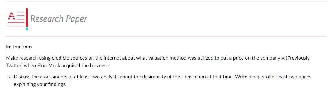 A Research Paper Instructions Make research using credible sources on the