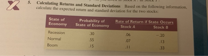  S URNA. CI. 5. Calculating Returns and Standard Deviations Based on