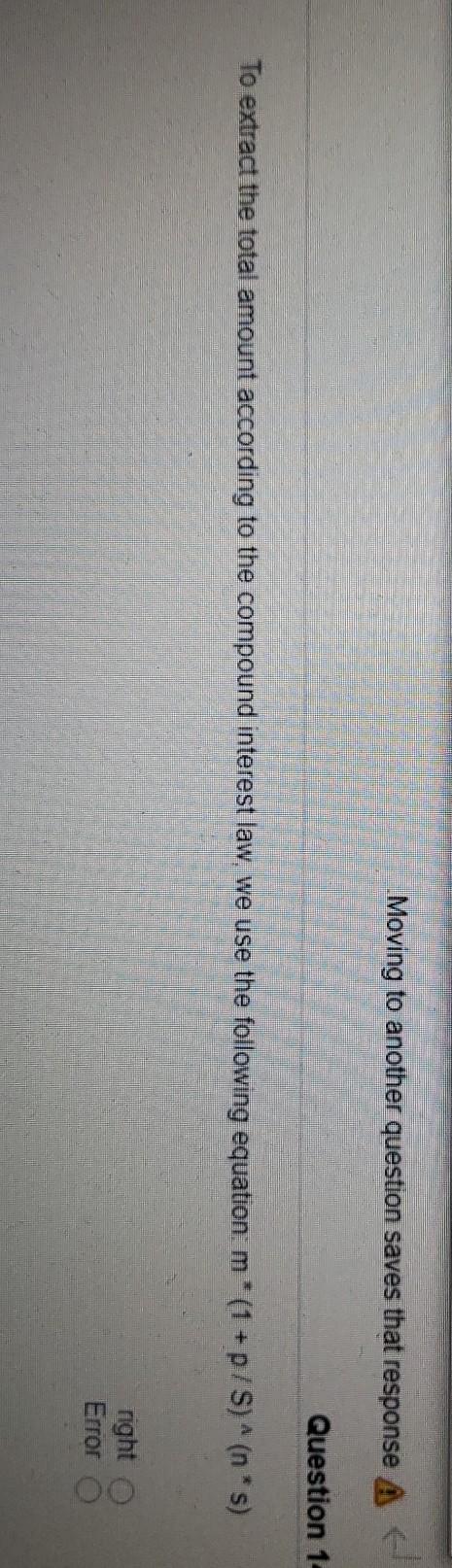  Moving to another question saves that response A E Question 1