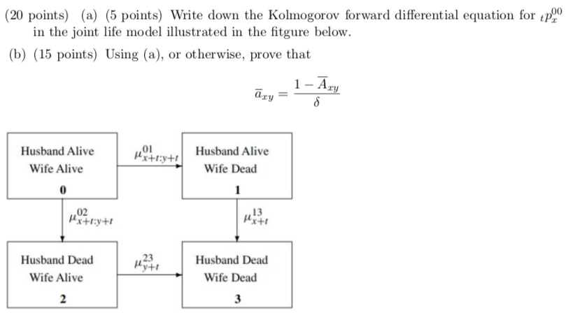  (20 points) (a) (5 points) Write down the Kolmogorov forward differential