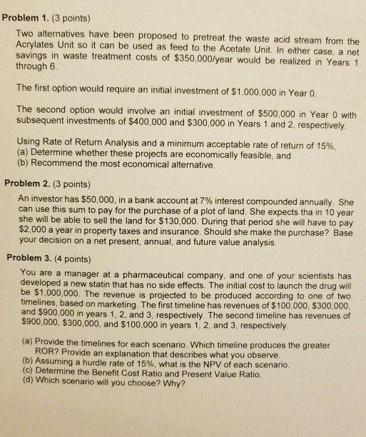 just do problem 2 and 3 Problem 1. (3 points) Two