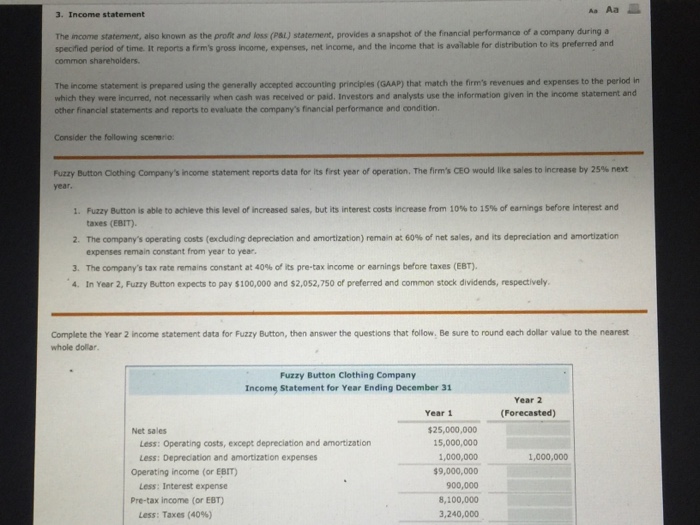 and other financial statements to make several interpretations regarding the company's financial