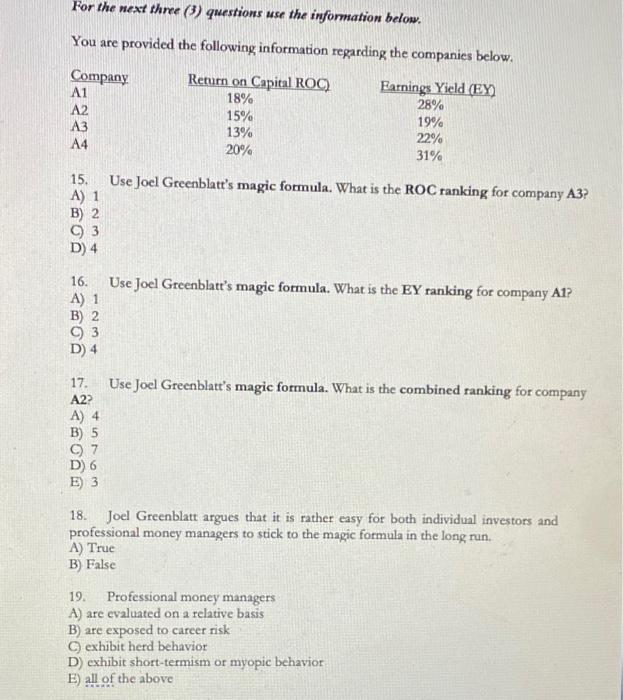  Security Analysis Homework! Help needed Three Part! Thanks For the next