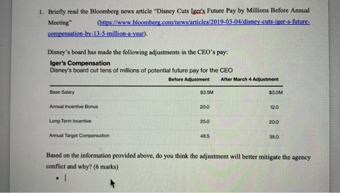 how would i answer this question? 1. Briefly read the Bloomberg news